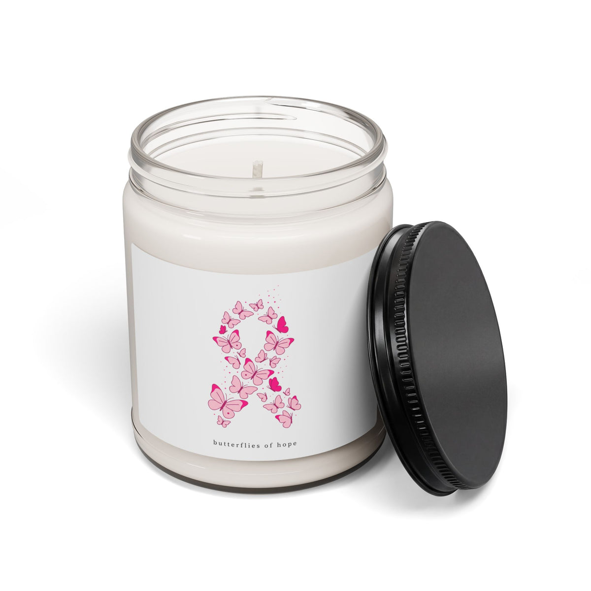 Pink Ribbon Butterflies Soy Candle | Breast Cancer Awareness, Fundraiser