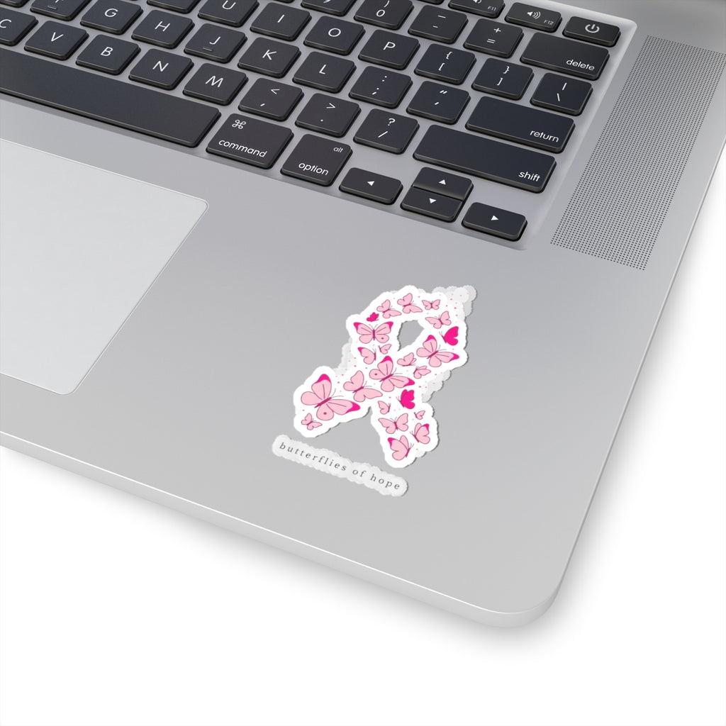 Butterflies of Hope Ribbon Kiss-Cut Stickers | Breast Cancer Awareness, Pink Ribbon