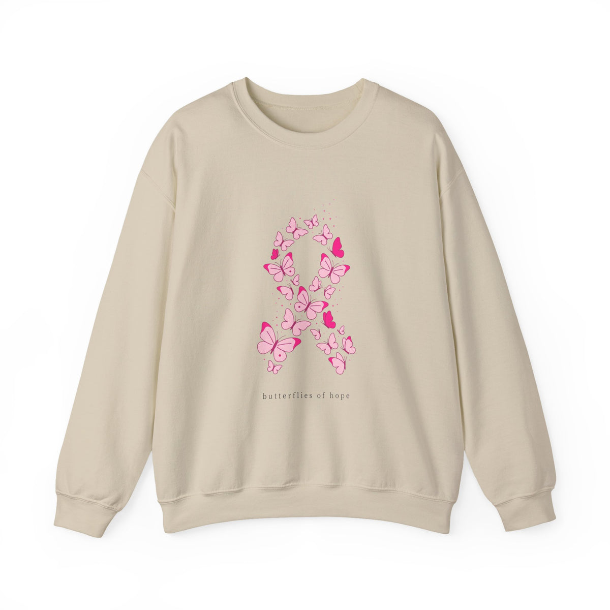 Pink Ribbon Butterfly Crewneck Sweatshirt | Breast Cancer Awareness