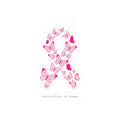 Butterflies of Hope Ribbon Kiss-Cut Stickers | Breast Cancer Awareness, Pink Ribbon