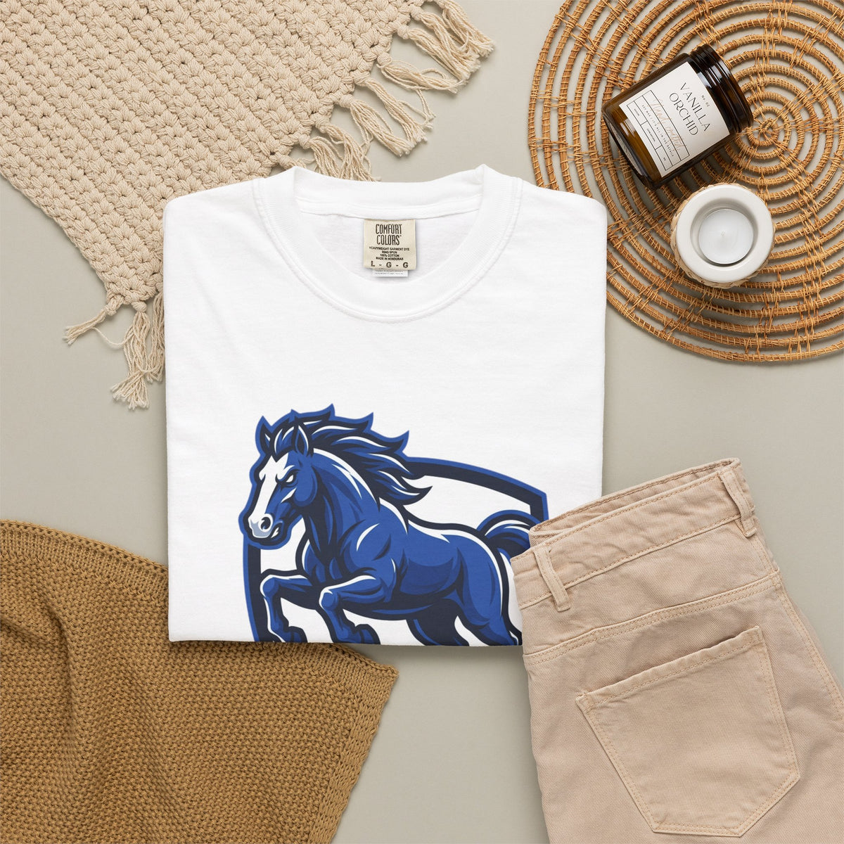 Mustangs T-Shirt — Blue Mustang School Spirit Tee