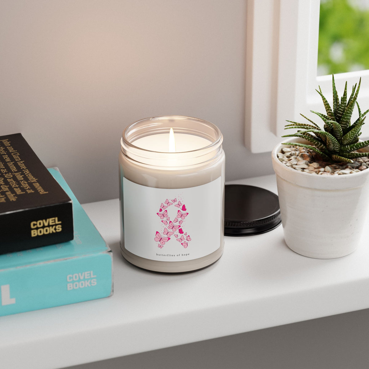 Pink Ribbon Butterflies Soy Candle | Breast Cancer Awareness, Fundraiser