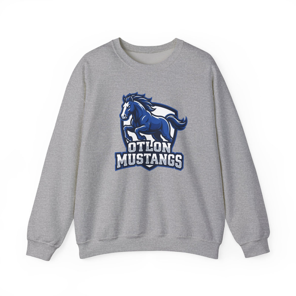 Otton Mustangs Crewneck Sweatshirt — Blue Mustang School Mascot Pullover