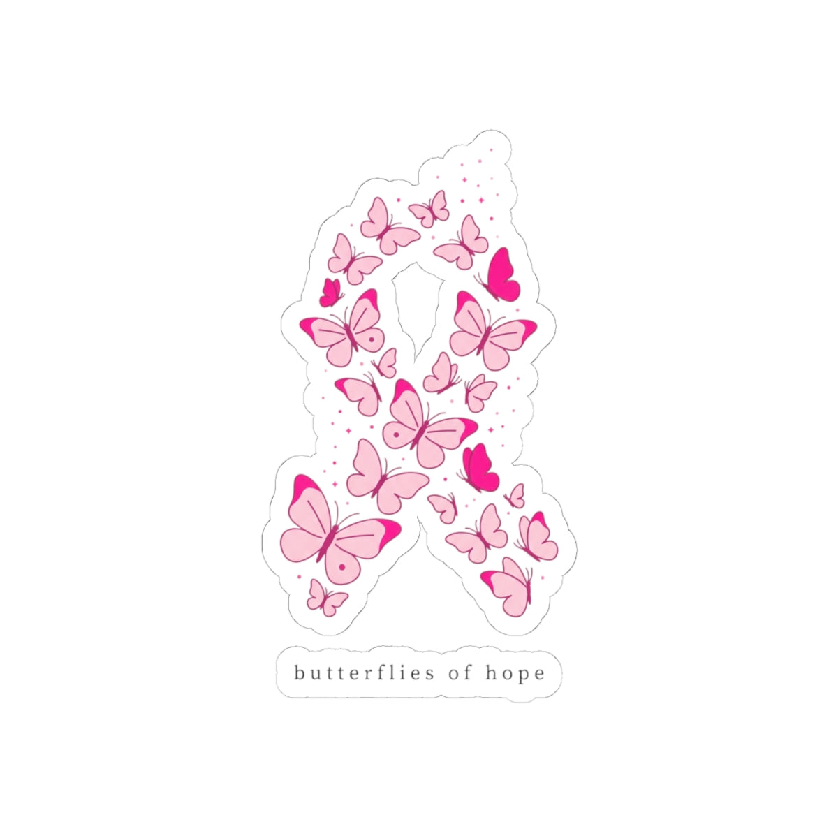 Butterflies of Hope Ribbon Kiss-Cut Stickers | Breast Cancer Awareness, Pink Ribbon