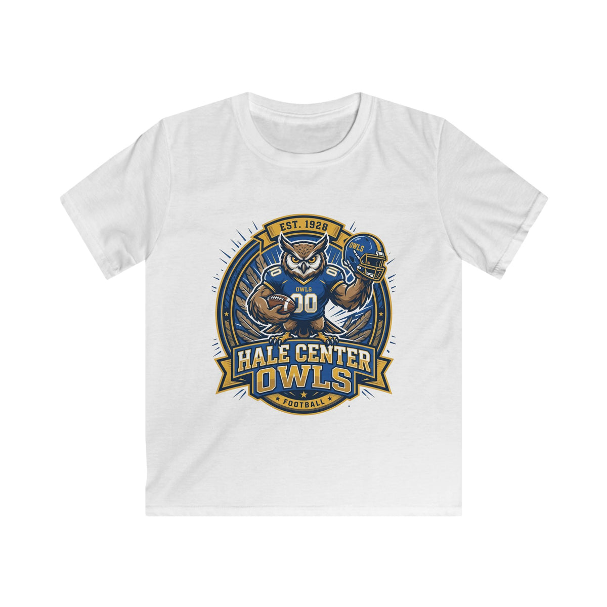 Kids Tee — Hale Center Owls Football Mascot Youth Shirt