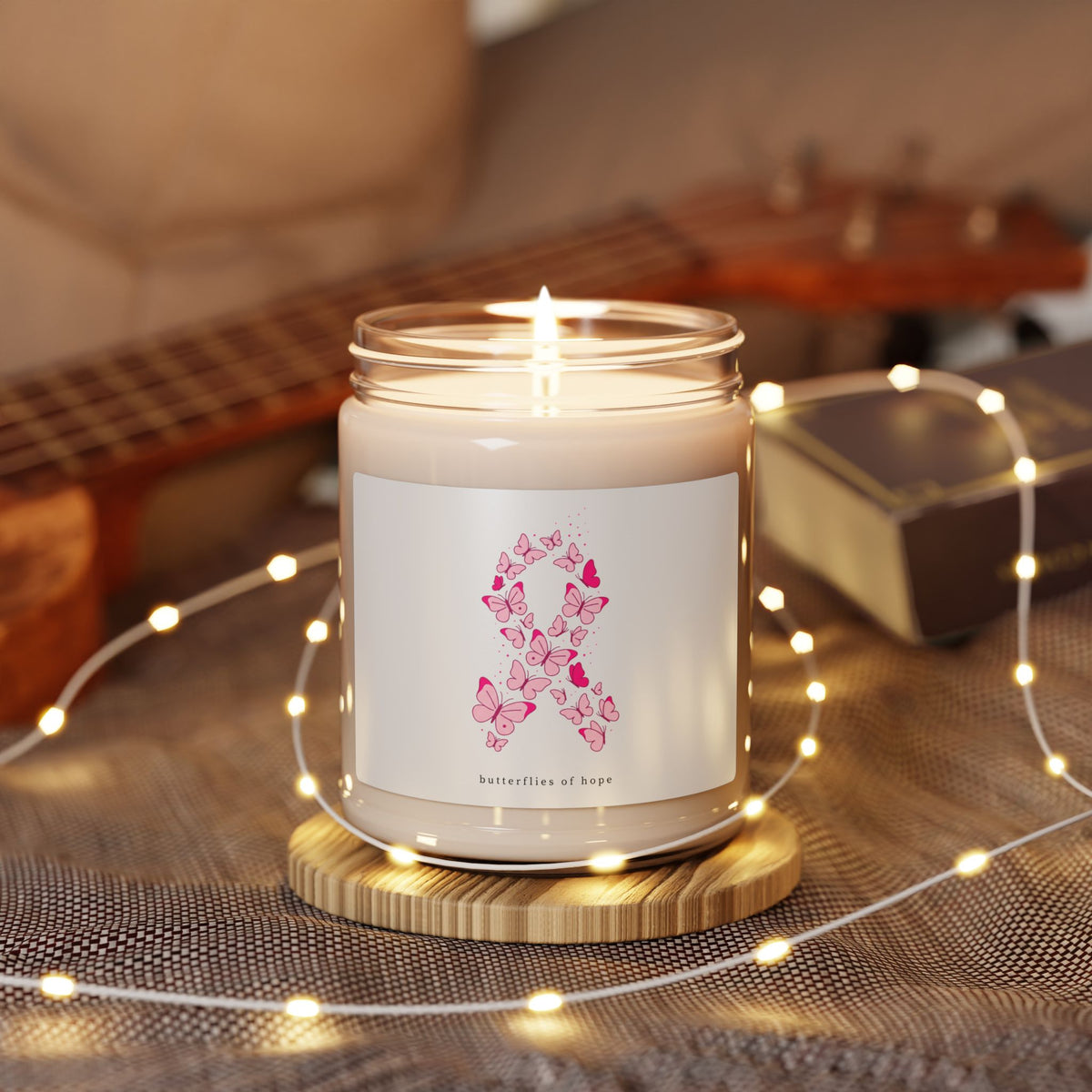 Pink Ribbon Butterflies Soy Candle | Breast Cancer Awareness, Fundraiser