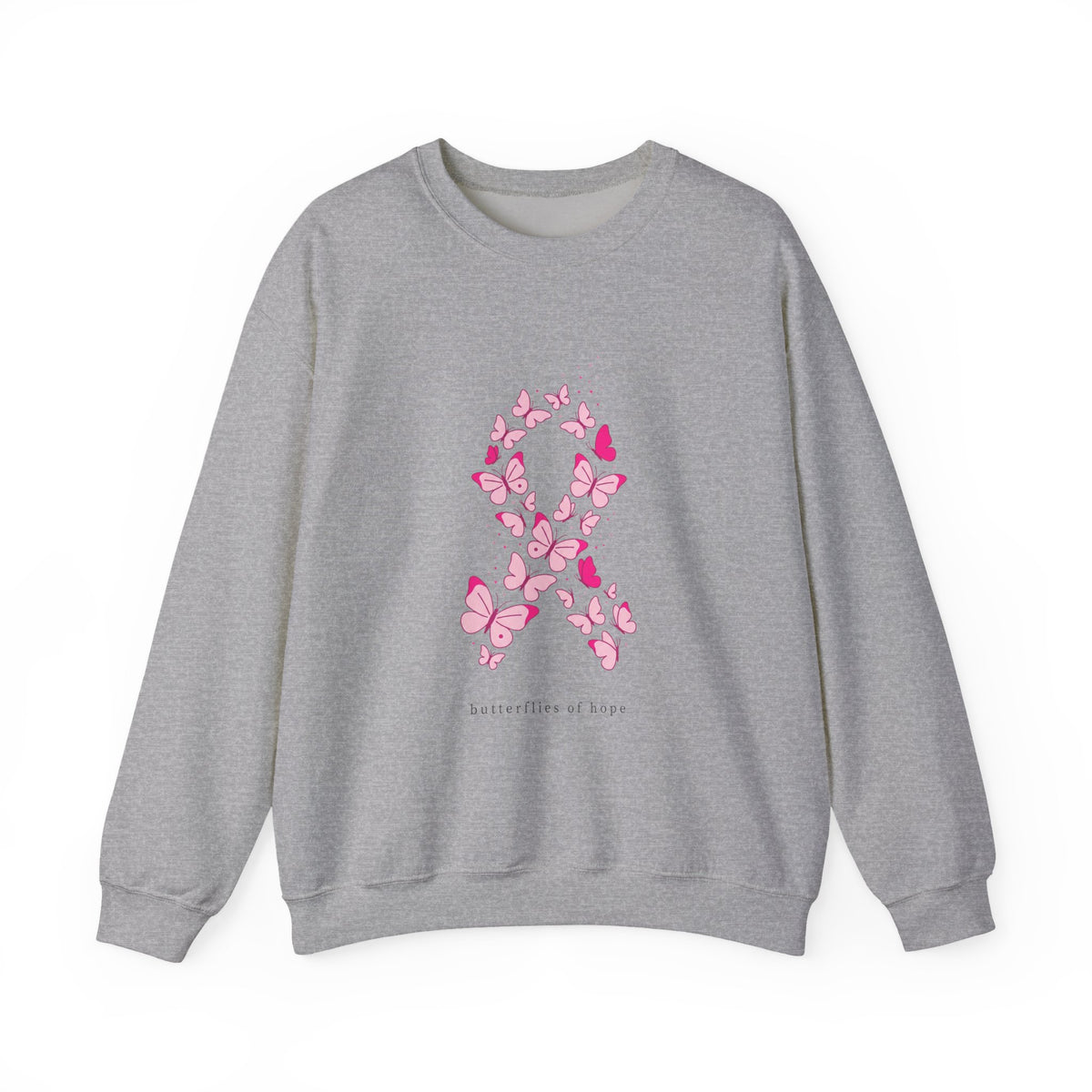 Pink Ribbon Butterfly Crewneck Sweatshirt | Breast Cancer Awareness