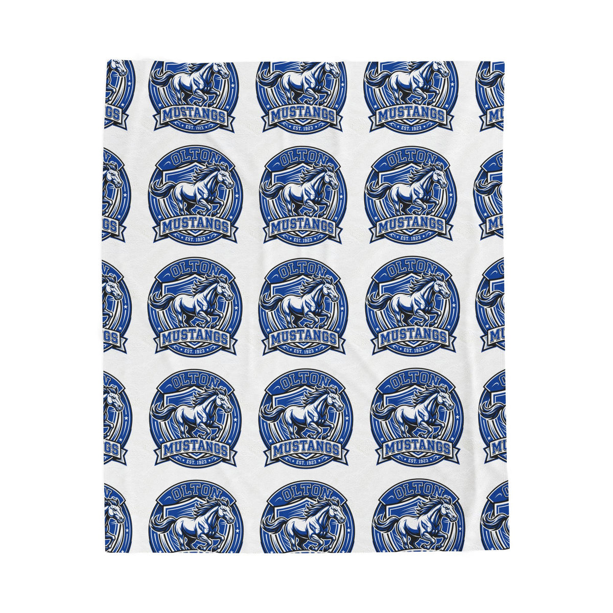Mustang Logo Velveteen Plush Blanket — Soft Team Mascot Throw for Fans & Alumni
