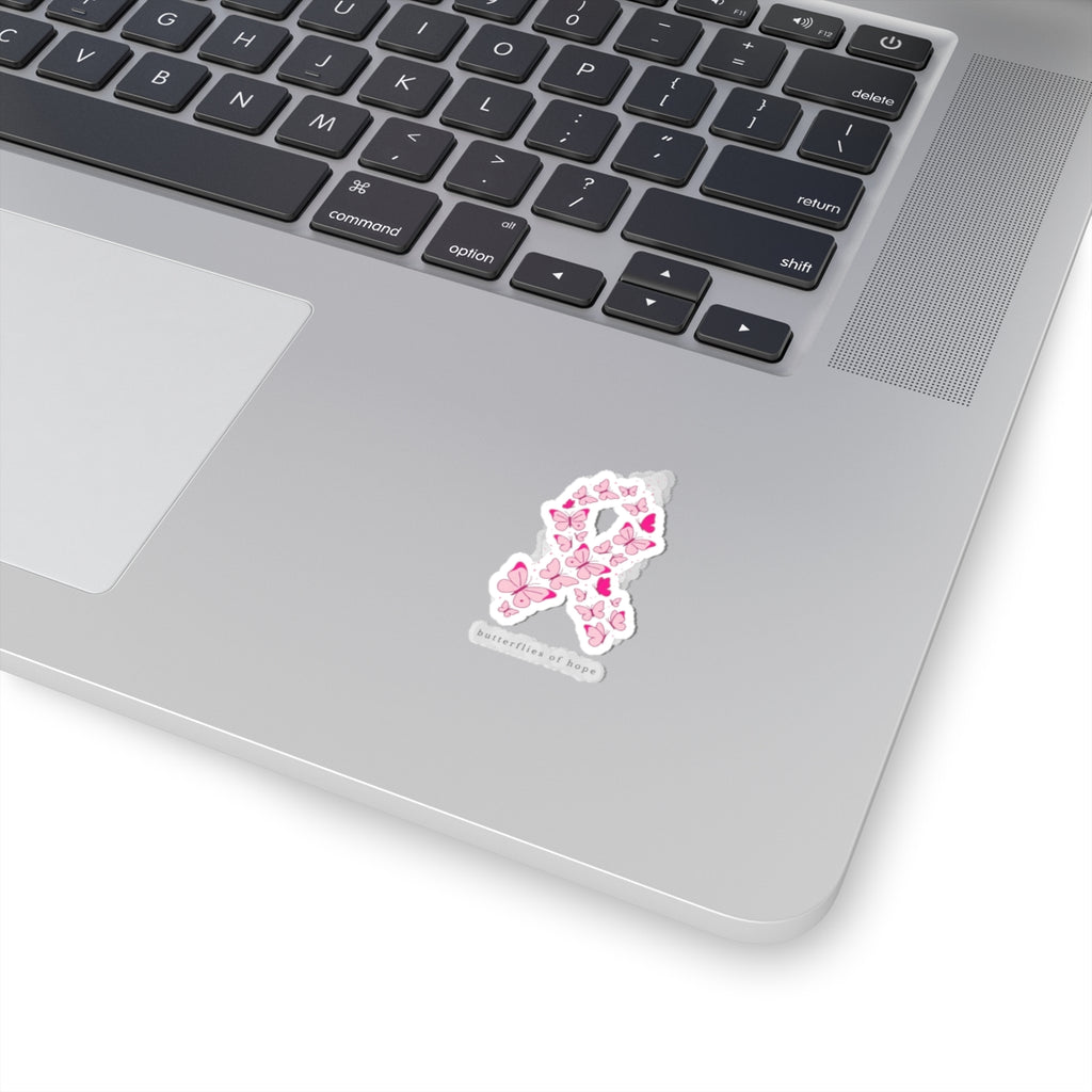 Butterflies of Hope Ribbon Kiss-Cut Stickers | Breast Cancer Awareness, Pink Ribbon