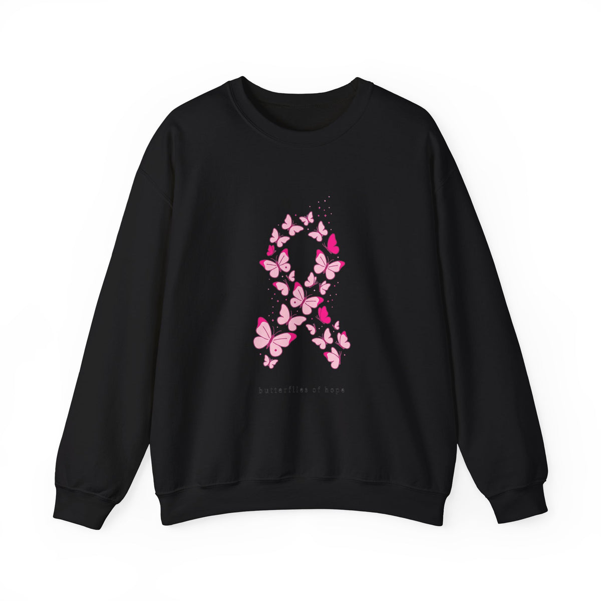 Pink Ribbon Butterfly Crewneck Sweatshirt | Breast Cancer Awareness