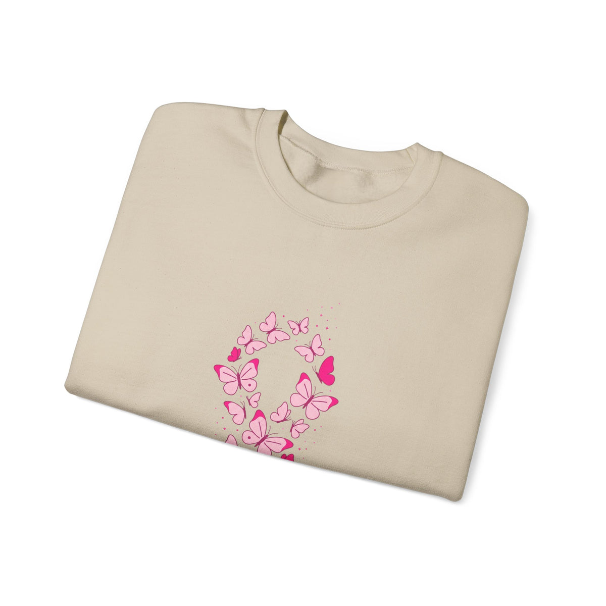 Pink Ribbon Butterfly Crewneck Sweatshirt | Breast Cancer Awareness