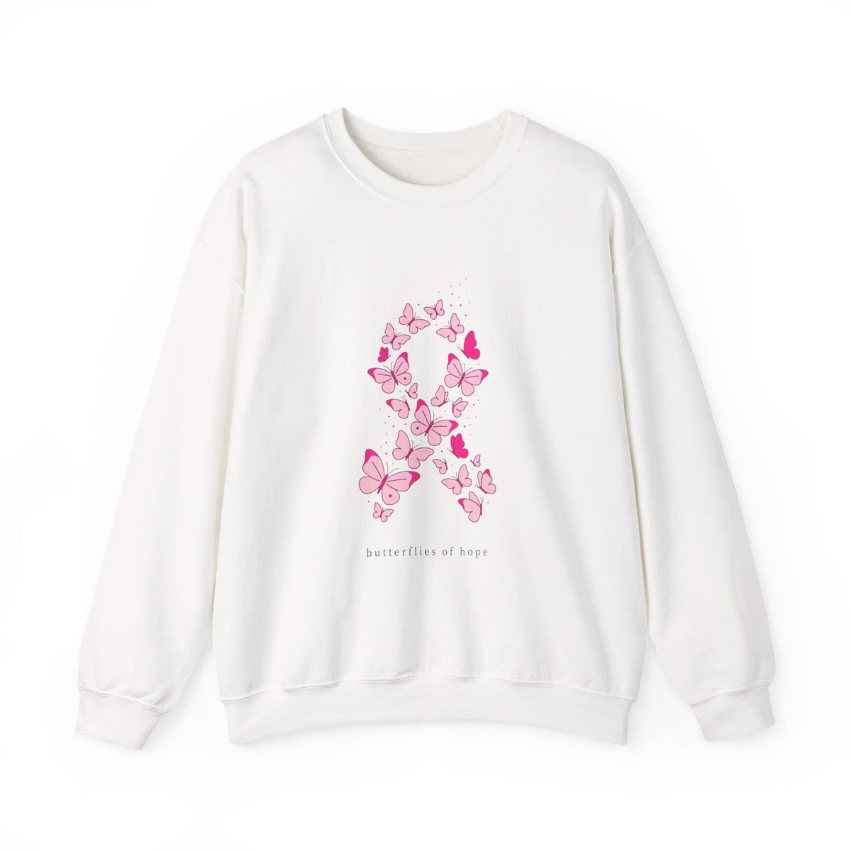 Pink Ribbon Butterfly Crewneck Sweatshirt | Breast Cancer Awareness