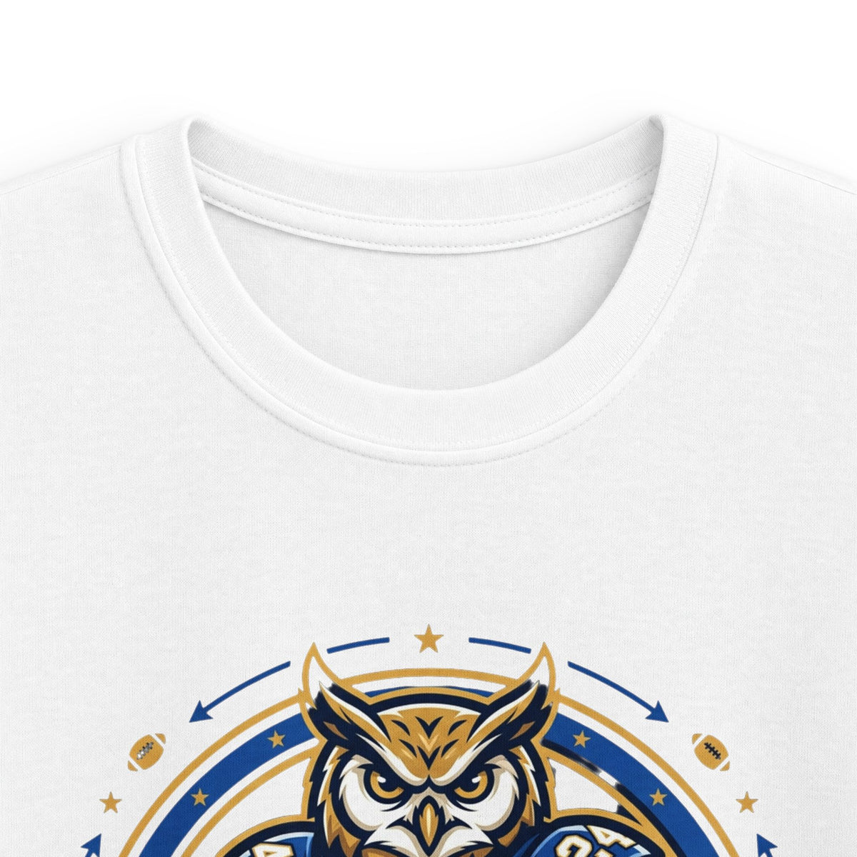 Kids Football Owl Mascot T-Shirt — Number 24 Youth Tee